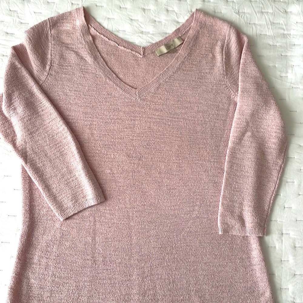 Ann Loft pink, buckle , sweater with 3/4 sleeve